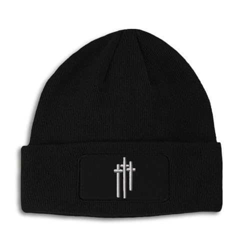 Speedy Pros Patch Beanie Crosses Jesus Faith God Christ Christian Skull Cap Hats for Men & Women Winter One Size - color: Black Design Only