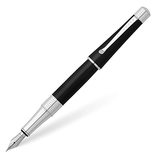 Cross Beverly Refillable Fountain Pen, Medium Nib, Includes Premium Gift Box - Black Lacquer - color: Black, style: Fountain Pen