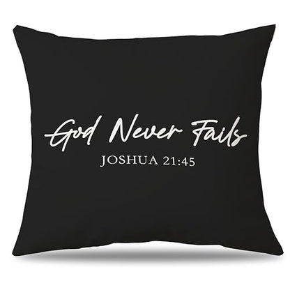God Never Fails Throw Pillow Cover 18x18 inch - color: Bible02