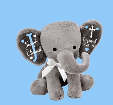 Baptism, Christening, Godchild, Godparent Gift - Personalized Plush Elephant