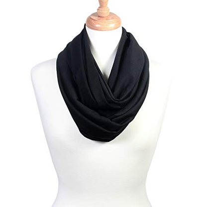Super Soft Cotton Blend Lightweight Solid Color Multi Loop Infinity Scarves - color: Black
