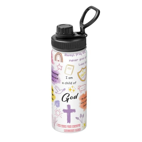 Christian Gifts For Kids - 18oz Water Bottle With Straw Lid - Baptism Gifts Stainless Steel Insulated Cup For School, Sports, Travel Confirmation & First Communion - color: Child Of God