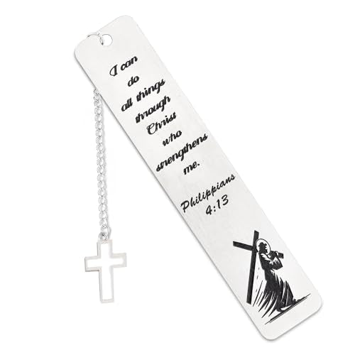 Metal Material Christian Bookmarks with Quote,Silver Bible Bookmark, Jesus Bookmark for Reading and Serenity Prayer