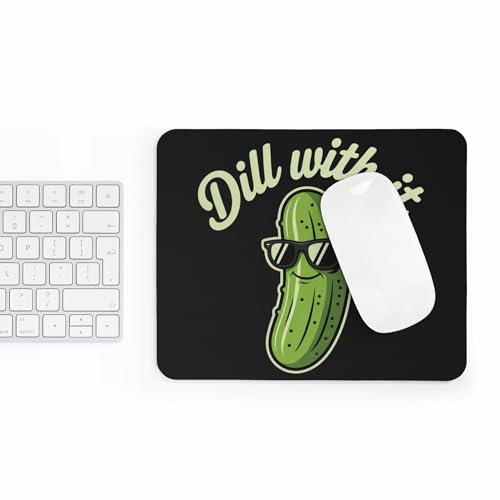 Funny Dill with It Mousepad Cute Cucumber with Glasses Joke Desk Mat Non Slip Rubber Base Pun Gift for Coworkers Friends Office Humor Desk Accessory Sarcastic Work Mouse Pad - color: Cucumber