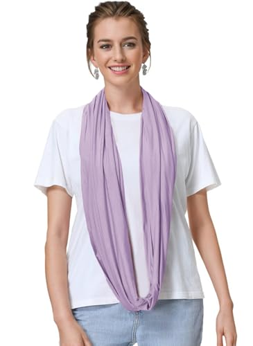 Lina & Lily Premium Modal Jersey Knit Women's Infinity Scarf Loop Lightweight - color: Lavender