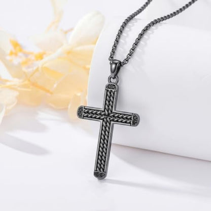 14K Gold Plated Cross Pendant Necklace Christian Jewelry Religious Gift - color: A02-Cross Black