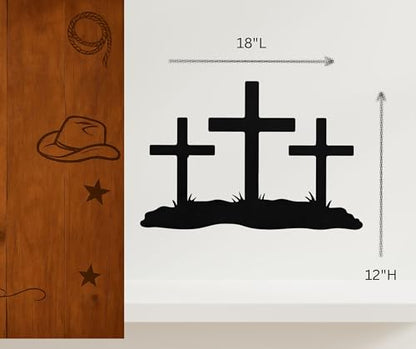 Dicksons Three Crosses Metal Wall Sign 12 x 18 Inch – Christian Wall Decor Cross Silhouette – Faith Wall Hanging for Living Room, Bedroom, Entryway, Prayer Room, Church Décor