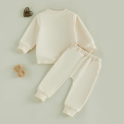 Kupretty Baby Boy Clothes Dad's Little Dude Sweatshirt Pants Set - color: Nothing is Too Big for Jesus-beige, size: 2-3T