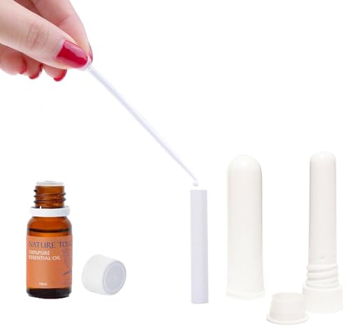 48 PCS Essential Oil Aromatherapy Blank Nasal Inhaler Tubes(Including 60 unscented wicks +3 Polyethylene Pipette Droppers +1Plastic tweezers)