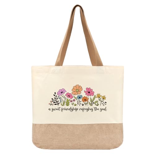 Tote Bag, Gifts for Women Friends Girlfriend Coworker Wife Mom Reusable Tote Bags Birthday Thank You Gift - color: A Sweet Friendship