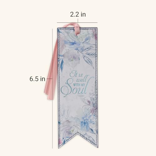Christian Art Gifts Premium Faux Leather Bookmark: It is Well with My Soul - color: Multi - It is Well