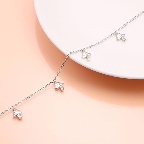 DAOCHONG Women S925 Sterling Silver Disc Statement Choker Necklace - style: Mushroom