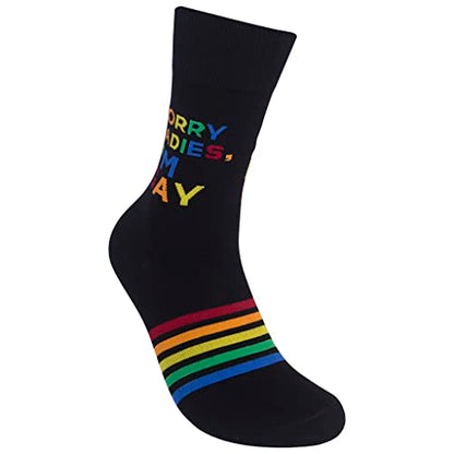 FUNATIC Socks with Funny and Profane Sayings, Sarcastic Gift for Men Women - color: Sorry Ladies, I’m Gay
