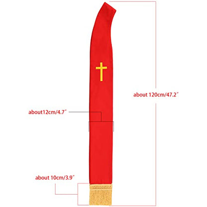 BLESSUME Church Clergy Pastor Cross Embroidered Stole - color: Red 4