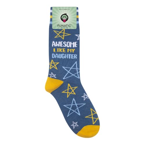 FUNATIC Crazy Socks with Funny Sayings - Novelty Gift for Men, Women, Adult - color: Awesome Like My Daughter