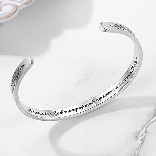 TONY & SANDY Cuff Bracelets for Women Teen Girls Best Friend Sister Mom Daughter Granddaughter Easter Birthday Mother's Day Christmas Stocking Stuffers for Teen Girls Women Jewelry - style: 1 - Sister Gifts - A sister is god's way of making sure we never
