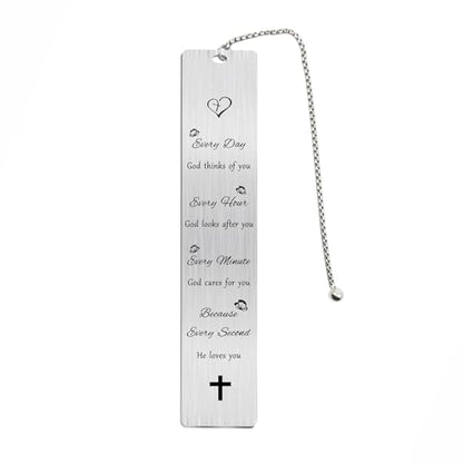 Jzxwan Christian Bookmark, Christian Birthday Baptism Gift for Women Men - color: God Love You