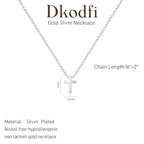 Cross Necklace for Women - Dainty 14K Gold Silver Plated Cross Necklace Choker Jewelry Cute Simple Small Trendy Non Tarnish Waterproof Faith Religious Jewelry Gift for Teenage - style: 12-Tiny Cross-Silver