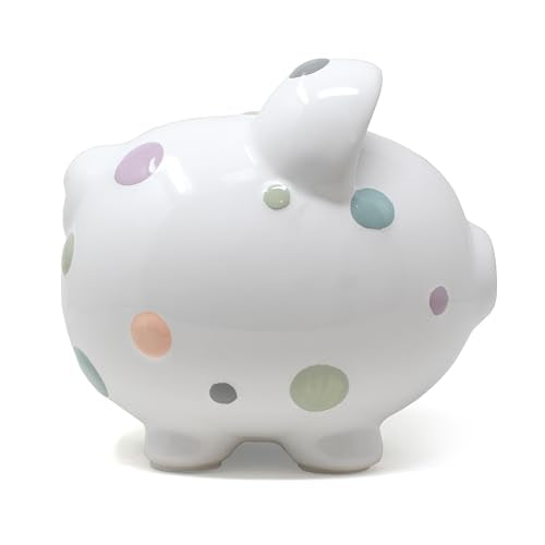 Child to Cherish Ceramic Piggy Bank for Girls, Pastel Multi Dot - color: Pastel Multi Dot