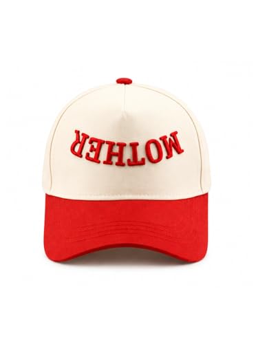Vintage Embroidered Lettering Dad Hat Original Classic Low Profile Baseball Cap Golf Adjustable Unconstructed Plain Snapback - color: Beige/Red