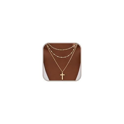 Turandoss Layered Cross Necklaces Stack for Women Girls, Christian Gift - color: Cross