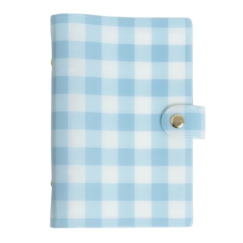 Pearhead Blue Gingham 5x7 Binder Journal with Snap Closure – 1 Inch Round Ring 6 Ring Refillable Notebook – 100 Lined College Ruled Pages, Thick 100 GSM Paper – Small PVC Planner Organizer, Journal Gift For Women - color: Blue Gingham Spiral Journal