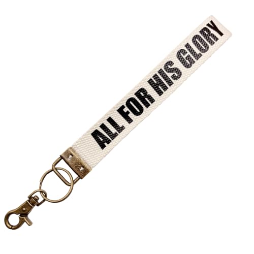 Make Heaven Crowded Christian Keychain Cotton Wristlet Keychain Bronze Key Fob Soft Car Keychain Wristlet - color: All for His Glory