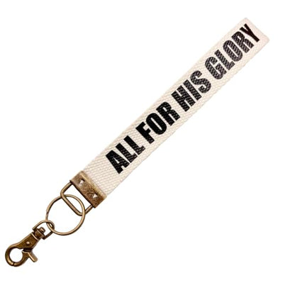 Make Heaven Crowded Christian Keychain Cotton Wristlet Keychain Bronze Key Fob Soft Car Keychain Wristlet - color: All for His Glory