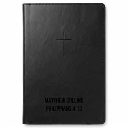 Printualist Personalized NLT Bible, Custom Engraved Name and Scripture Reference, Red Letter New Living Translation Text, Faux Leather Christian Gift for Daily Devotion and Church, Classic Black - color: Classic Black