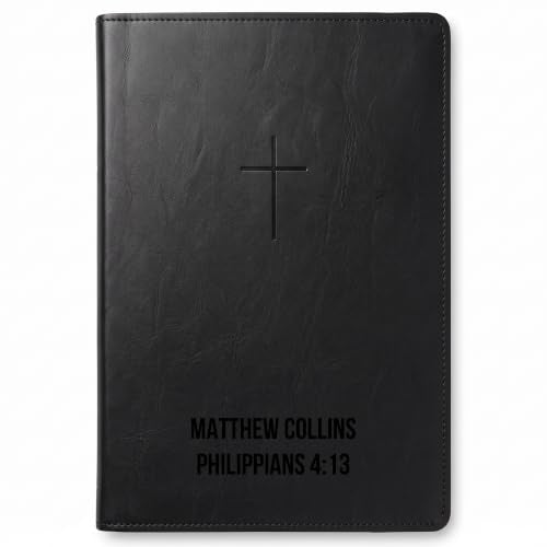 Printualist Personalized NLT Bible, Custom Engraved Name and Scripture Reference, Red Letter New Living Translation Text, Faux Leather Christian Gift for Daily Devotion and Church, Classic Black - color: Classic Black