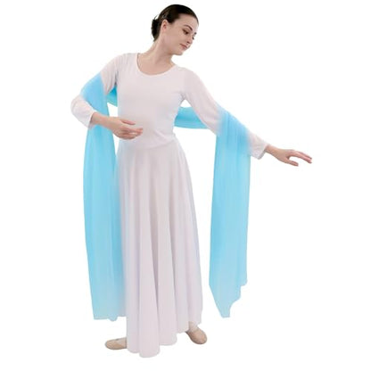 Danzcue Praise Dance Chiffon Solid Color Dance Scarf - color: Aqua Blue