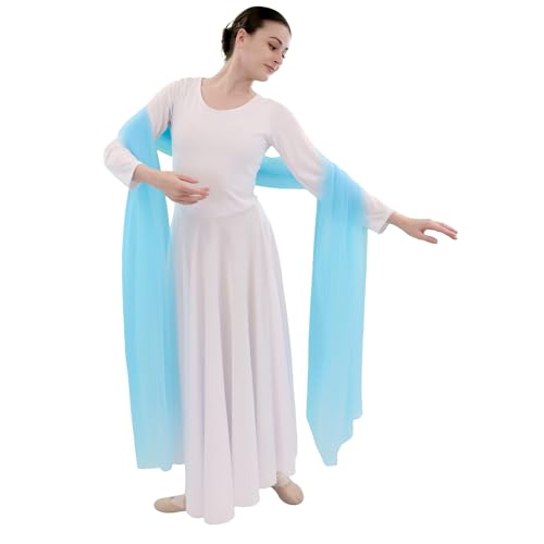 Danzcue Praise Dance Chiffon Solid Color Dance Scarf - color: Aqua Blue