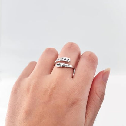 925 Sterling Silver Inspirational Adjustable Rings - Personality Encouragement Jewelry Gift For Women - style: I am the Storm