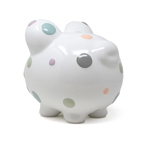 Child to Cherish Ceramic Piggy Bank for Girls, Pastel Multi Dot - color: Pastel Multi Dot