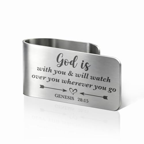 Genesis 28:15 Car Visor Clip, Bible Verse Visor Clip for Men Women - color: Sliver09