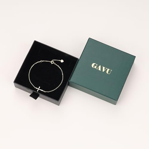 GAVU 925 Sterling Silver Small Cross Charm Bracelet for Women - color: 14K Gold Plated