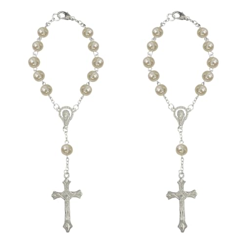 ZIMISI 2PCS Car Rosary for Rearview Mirror (White) - color: White