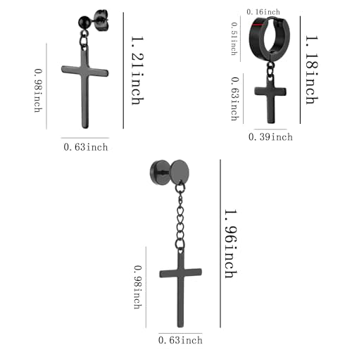 NEWITIN 9 Pairs Cross Earrings for Men Women Stainless Steel Earrings Set - color: Classic