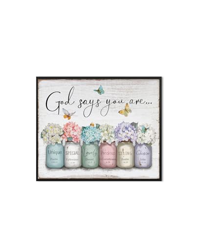 God Says You Are Wall Art, Christian Bible Verse 12" x 15 - color: God Says You Are, size: 12"L x 15"W