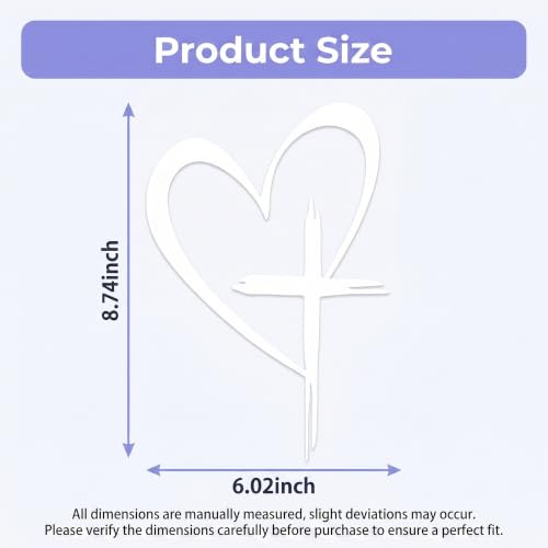 Love Cross Car Sticker Decal, Waterproof Auto Vinyl Heart Cross Stickers, 8.7" x 6" Christian Religious Car Heart Decals, Universal Auto Decoration for Cars Trucks Window Laptops (White) - color: White
