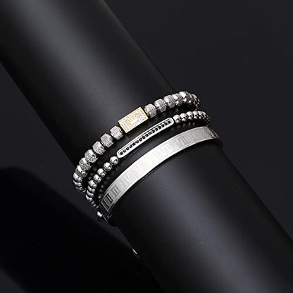WFYOU Stainless Steel Bracelets for Men Gold Cuff Bracelet Birthday Gifts - color: Gold Silver 2