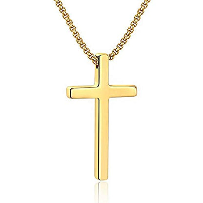 M MOOHAM Cross Necklace for Men Teen Boys 16-30 Inch - color: "Gold: Cross Pendant 2.1"*1.2"