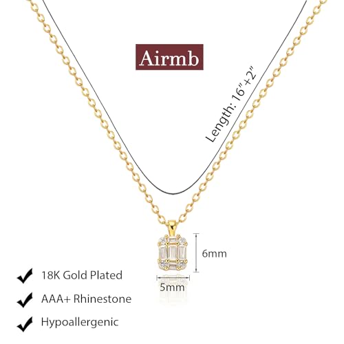 Airmb Cross Necklace for Women Choker 14K Gold/925 Silver Plated Dainty Choker Small Cross Pendant Trendy Cute Cross Charm Delicate Necklace Hypoallergenic Faith Jewelry Religious Gifts for Women - color: Gold-Solitaire CZ