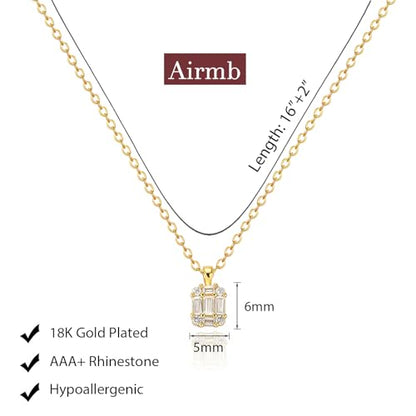 Airmb Cross Necklace for Women Choker 14K Gold/925 Silver Plated Dainty Choker Small Cross Pendant Trendy Cute Cross Charm Delicate Necklace Hypoallergenic Faith Jewelry Religious Gifts for Women - color: Gold-Solitaire CZ