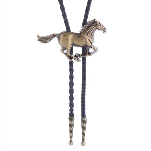 Western Cowboy Bolo tie for Men Women Gold Silver Death Skull Moth Cross Bolo Tie Christmas Deer Rooster Wolf Necktie Gift - color: 11# Bronze