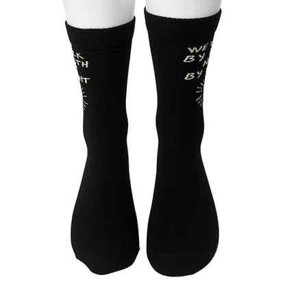 Christian Gifts - We Walk By Faith Not By Sight - Novelty Socks Gifts for Christian. - color: Gold