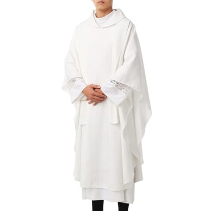 BLESSUME Hope/Spirit Church Priests Solid Chasuble Mass Vestments - color: White-flat Collar