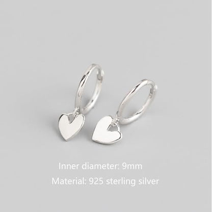 925 Sterling Silver Dangle Earrings Heart Star Cross Drop Earrings Dainty Gold Trendy Cute Earrings for Women - color: Heart, silver