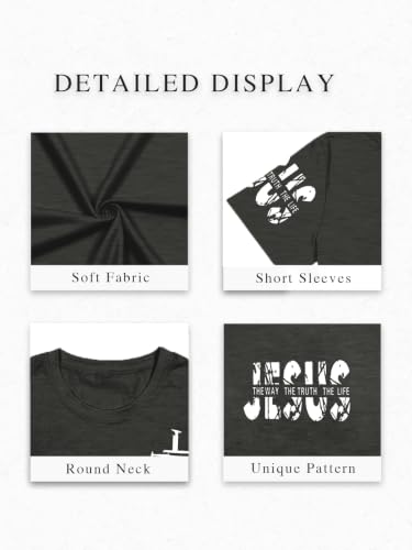 Christian Shirts for Men Religious Cross Shirt Faith Graphic Tees - color: Darkgrey, size: XX-Large