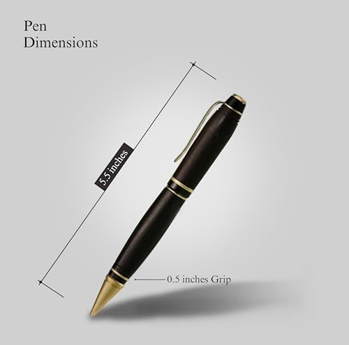 Hand Crafted Masonlin Series Ballpoint Luxury Wood Pen, Black With Golden Titanium Fine Writing Instrument, Elegant Writing Pen With Gift Box, Thank You Gift for Men, Women - color: Black